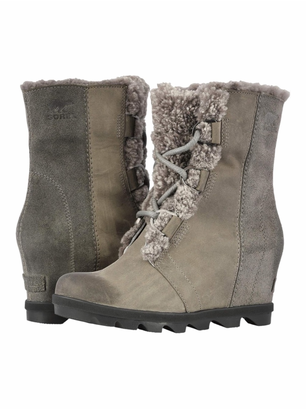 Sorel – Joan of Arctic Wedge II Shearling Waterproof Boots Quarry Gray – Sz. 7.5